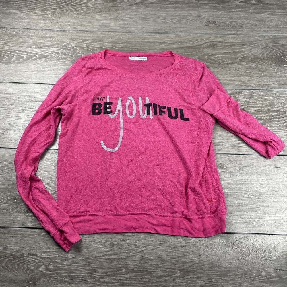 Peace Love World Women's Comfy I Am Beyoutiful Pullover Pink Large - Picture 2 of 8